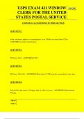USPS EXAM 421 WINDOW CLERK FOR THE UNITED STATES POSTAL SERVICE QUESTONS AND ANSWERS 2025