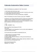 Colorado Automotive Sales License questions and answers