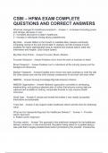 CSBI &ndash; HFMA EXAM COMPLETE QUESTIONS AND CORRECT ANSWERS