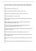 BIO 202 EXAM 2 UNCW QUESTIONS AND ANSWERS