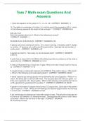 Teas 7 Math exam Questions And  Answers