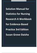 Test Bank - for Statistics for Nursing Research A Workbook for Evidence-Based Practice 3rd Edition by Susan K&period; Grove&comma; All Chapters &vert; Complete Guide A&plus;