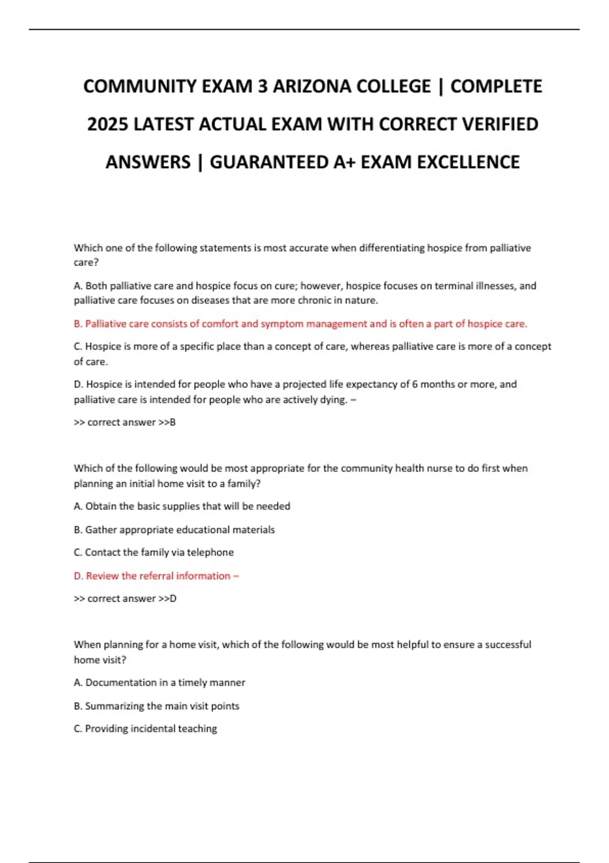 COMMUNITY EXAM 3 ARIZONA COLLEGE | COMPLETE 2025 LATEST ACTUAL EXAM ...