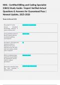 NHA - Certified Billing and Coding Specialist &lpar;CBCS&rpar; Study Guide &sol; Expert Verified Actual Questions & Answers for Guaranteed Pass &vert; Newest Update&comma; 2025-2026 