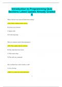Introduction to Programming Quiz Sections Latest Update Already Graded  A
