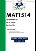 MAT1514 Assignment 1 &lpar;QUALITY ANSWERS&rpar; 2025