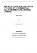 TEST BANK FOR BIOLOGICAL SCIENCE  6TH EDITION BY SCOTT FREEMAN  LIZABETH ALLISON ALL CHAPTERS  COVERED  