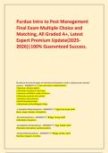  Purdue Intro to Pest Management Final Exam Multiple Choice and Matching&comma; All Graded A&plus;&comma; Latest Expert Premium Update&lpar;2025-2026&rpar;&vert;100&percnt; Guaranteed Success&period;