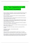 CCU Test Questions with All Correct Answers 