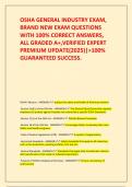 OSHA GENERAL INDUSTRY EXAM&comma; BRAND NEW EXAM QUESTIONS WITH 100&percnt; CORRECT ANSWERS&comma; ALL GRADED A&plus;&comma;VERIFIED EXPERT PREMIUM UPDATE&lpar;2025&rpar;&vert;>100&percnt; GUARANTEED SUCCESS&period;