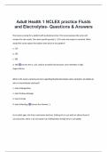 Adult Health 1 NCLEX practice Fluids and Electrolytes- Questions & Answers&lbrack;Latest Update&rsqb;
