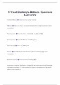 17 Fluid Electrolyte Balance- Questions& Answers 100&percnt; Correct