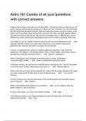 Astro 101 Combo of all quiz questions with correct answers