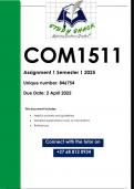 COM1511 Assignment 1 &lpar;QUALITY ANSWERS&rpar; Semester 1 2025
