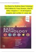 Test Bank for Robbins Basic Pathology  11th Edition by Vinay Kumar&comma; Abul K&period; Abba  Chapters 1 &ndash; 24 all chapters complete abd verified A&plus; study tips