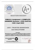 COM1511 Assignment 1 &lpar;COMPLETE ANSWERS&rpar; Semester 1 2025 &lpar;846754&rpar; - DUE 2 April 2025&semi; 100&percnt; correct solutions and explanations&period; 