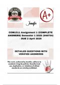 COM1511 Assignment 1 &lpar;COMPLETE ANSWERS&rpar; Semester 1 2025 &lpar;846754&rpar; - DUE 2 April 2025&semi; 100&percnt; correct solutions and explanations&period; 