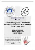 COM1511 Assignment 1 &lpar;COMPLETE ANSWERS&rpar; Semester 1 2025 &lpar;846754&rpar; - DUE 2 April 2025&semi; 100&percnt; TRUSTED Complete&comma; trusted solutions and explanations&period;