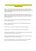 ATI Fundamentals for Nursing ATI QUESTIONS AND ANSWERS 2025