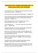 CONSTRUCTION TRADES MIDTERM UNIT 1-5 EXAM QUESTIONS AND ANSWERS