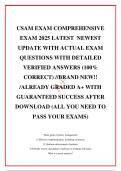  CSAM EXAM COMPREHENSIVE EXAM 2025 LATEST  NEWEST  UPDATE WITH ACTUAL EXAM QUESTIONS WITH DETAILED VERIFIED ANSWERS &lpar;100&percnt; CORRECT&rpar; &sol;&sol;BRAND NEW&excl;&excl; &sol;ALREADY GRADED A&plus; WITH GUARANTEED SUCCESS AFTER DOWNLOAD &lpar;ALL YOU NEED TO PASS YOUR EXAMS&rpar;