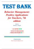 Test Bank for Behavior Management Positive Applications for Teachers 7th Edition by Thomas J&period; Zirpoli&comma; All Chapters