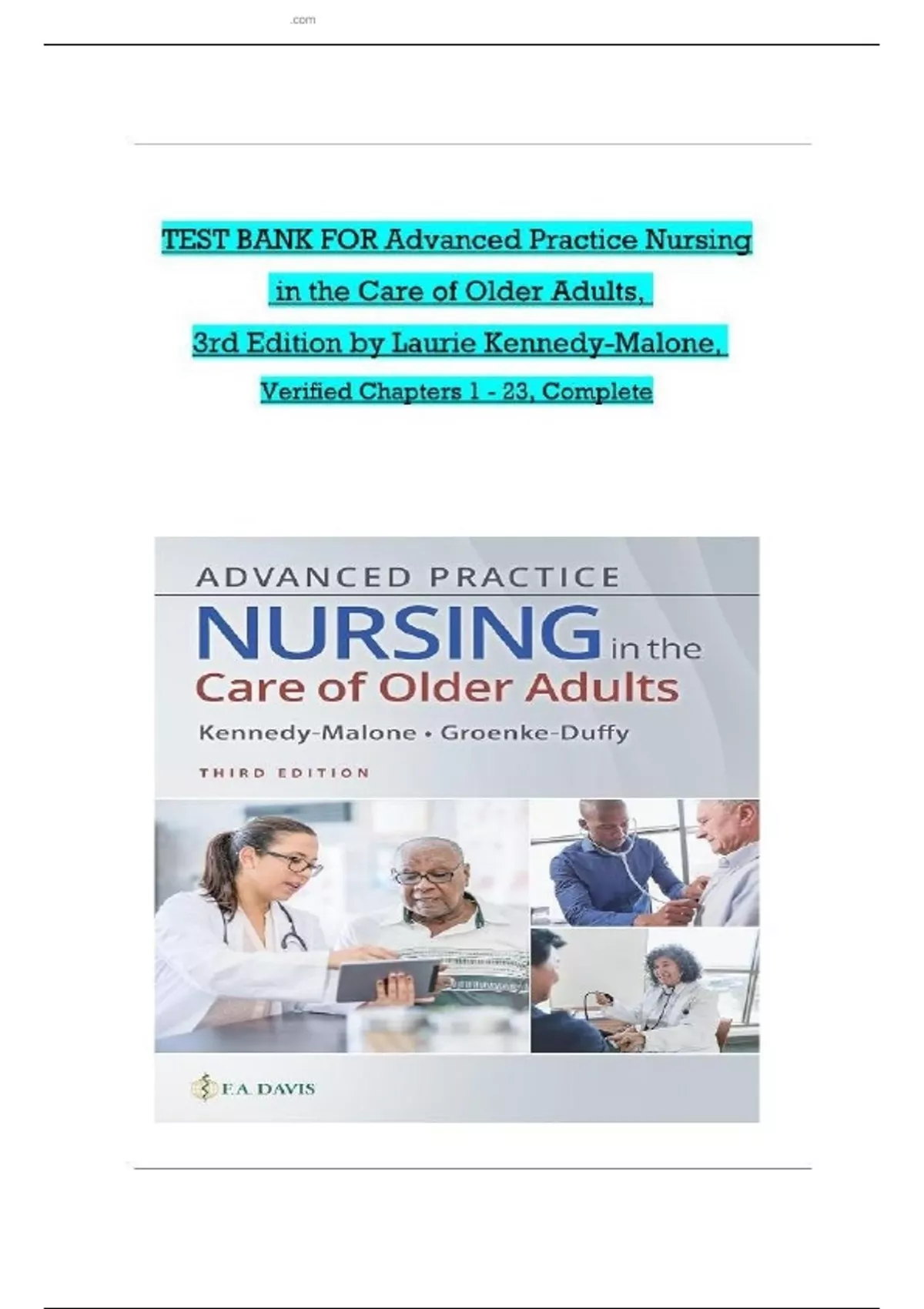 Test Bank For Advanced Practice Nursing In The Care Of Older Adults ...