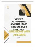 COM1511 Assignment 1 Semester 1 2025 &lpar;846754&rpar; - DUE 2 April 2025