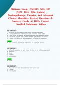 Midterm Exam &colon; NSG527&sol; NSG 527 &lpar;NEW 2025&sol; 2026 Update&rpar; Psychopathology&comma; Theories and Advanced Clinical Modalities Review&vert; Questions & Answers&vert; Grade A&vert; 100&percnt; Correct &lpar;Verified Solutions&rpar;- Wilkes