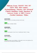 Midterm Exam&colon; NSG527&sol; NSG 527 &lpar;NEW 2025&sol; 2026 Update&rpar; Psychopathology&comma; Theories and Advanced Clinical Modalities Guide&vert; Questions & Answers&vert; Grade A&vert; 100&percnt; Correct &lpar;Verified Solutions&rpar;- Wilkes