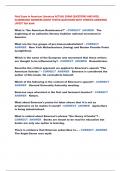 Final Exam in American Literature ACTUAL EXAM QUESTIONS AND WELL  ELABORATED ANSWERS &lpar;MOST TESTED QUESTIONS WITH VERIFIED ANSWERS&rpar;  LATEST Test bank