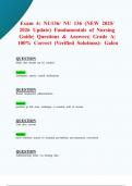 Exam 4&colon; NU136&sol; NU 136 &lpar;NEW 2025&sol; 2026 Update&rpar; Fundamentals of Nursing Guide&vert; Questions & Answers&vert; Grade A&vert; 100&percnt; Correct &lpar;Verified Solutions&rpar;- Galen