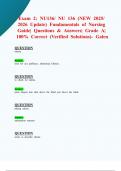 Exam 2&colon; NU136&sol; NU 136 &lpar;NEW 2025&sol; 2026 Update&rpar; Fundamentals of Nursing Guide&vert; Questions & Answers&vert; Grade A&vert; 100&percnt; Correct &lpar;Verified Solutions&rpar;- Galen