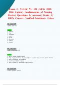 Exam 2&colon; NU136&sol; NU 136 &lpar;NEW 2025&sol; 2026 Update&rpar; Fundamentals of Nursing Review&vert; Questions & Answers&vert; Grade A&vert; 100&percnt; Correct &lpar;Verified Solutions&rpar;- Galen