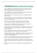 CSOWM Metabolic and Bariatric Surgery Questions and Answers 100&percnt; Solved correctly