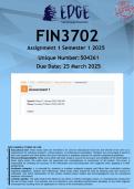 FIN3702 Assignment 1 (ANSWERS) 2025 - DISTINCTION GUARANTEED