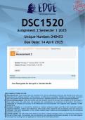 DSC1520 Assignment 1 (ANSWERS) Semester 1 2025 - DISTINCTION GUARANTEED