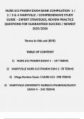  NURS 615 PHARM EXAM BANK COMPILATION  1 &sol; 2 &sol; 3 & 4 MARYVILLE &sol; COMPREHENSIVE STUDY GUIDE &ndash; EXPERT STRATEGIES&comma; REVIEW PRACTICE QUESTIONS FOR GUARANTEED SUCCESS &sol; NEWEST 2025&sol;2026  Terms in this set &lpar;870&rpar;  TABLE OF CONTENT  1&rpar;&Tab;NURS 615 PHARM EXAM 1 &ndash; 147 