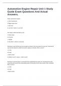Automotive Engine Repair Unit 1 Study Guide Exam Questions And Actual Answers&period;