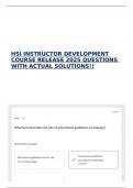 HSI INSTRUCTOR DEVELOPMENT COURSE RELEASE 2025 QUESTIONS WITH ACTUAL SOLUTIONS&excl;&excl;