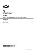 AS-LEVEL AQA 2025 SOCIOLOGY PAPER 1 & PAPER 2 INCLUDING BOTH MARK SCHEMES