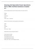 Hearing Aid Specialist Exam Questions Part 2 With Verified Solutions Graded A&plus;&period;