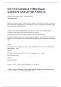 CA HA Dispensing written Exam Questions And Correct Answers&period;