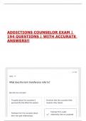 ADDICTIONS COUNSELOR EXAM &vert; 194 QUESTIONS &vert; WITH ACCURATE ANSWERS&excl;&excl;