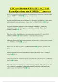 ETC certification UPDATED ACTUAL Exam Questions and CORRECT Answers