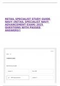 RETAIL SPECIALIST STUDY GUIDE NAVY &lpar;RETAIL SPECIALIST NAVY ADVANCEMENT EXAM&rpar; 2025 QUESTIONS WITH PASSED ANSWERS&excl;&excl;