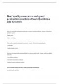 Beef quality assurance and good production practices Exam Questions and Answers