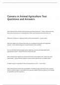 Careers in Animal Agriculture Test Questions and Answers