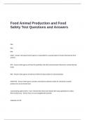 Food Animal Production and Food Safety Test Questions and Answers