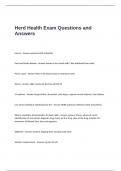 Herd Health Exam Questions and Answers
